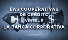 Las cooperativas de crédito versus banca banner de infografía