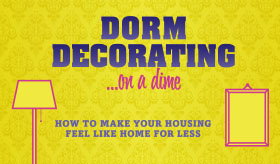 Dorm Decorating on a Dime infographic banner