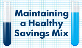 Maintaining a healthy Savings Mix infographic banner