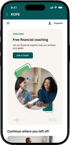 iPhone displaying the embedded KOFE Portal App version